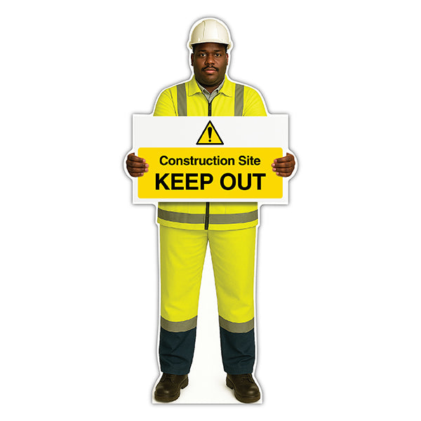 Life-Size Construction Worker Sign – Ahmed – Construction Site Keep Out