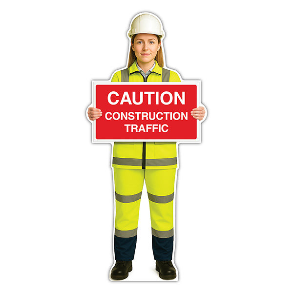 Life-Size Construction Worker Sign – Sofia – Caution Construction Traffic