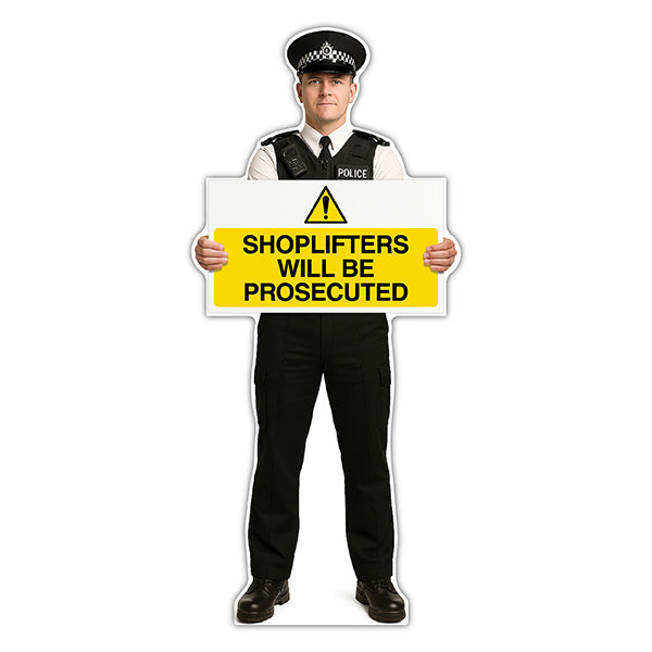 Life-Size Police Officer Sign – Daniel – Shoplifters Will Be Prosecuted