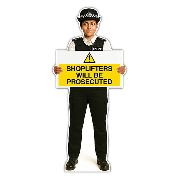 Life-Size Police Officer Sign – Nicole – Shoplifters Will Be Prosecuted