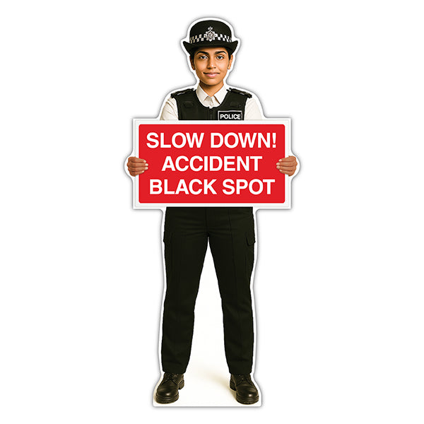 Life-Size Police Officer Sign – Nicole – Slow Down Accident Black Spot