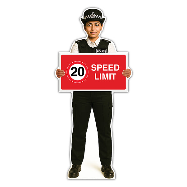 Life-Size Police Officer Sign – Nicole – 20 MPH Speed Limit