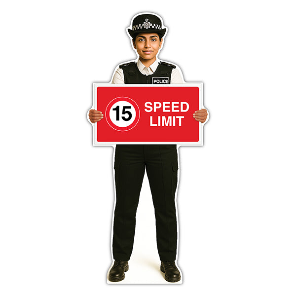 Life-Size Police Officer Sign – Nicole – 15 MPH Speed Limit