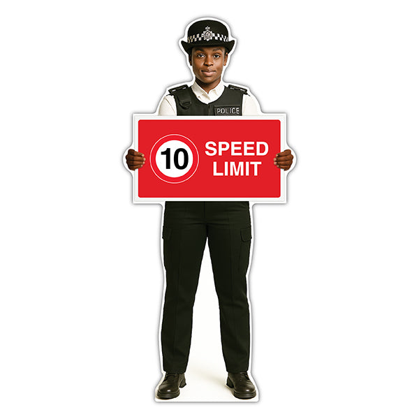 Life-Size Police Officer Sign – Maya – 10 MPH Speed Limit