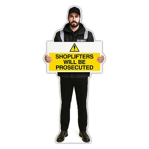 Life-Size Security Guard Sign – Peter – Shoplifters Will Be Prosecuted
