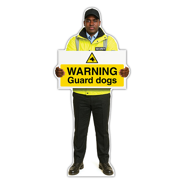 Life-Size Security Guard Sign – James – Warning Guard Dogs