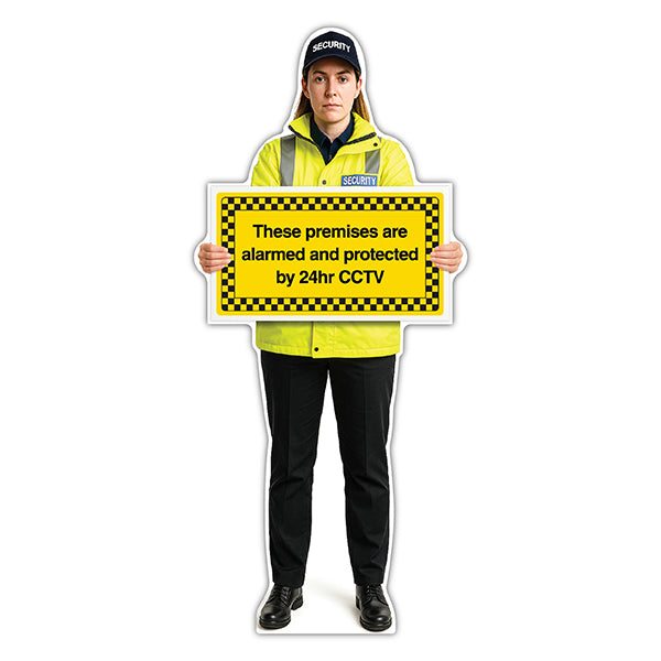 Life-Size Security Guard Sign – Lara – Premises Protected By CCTV