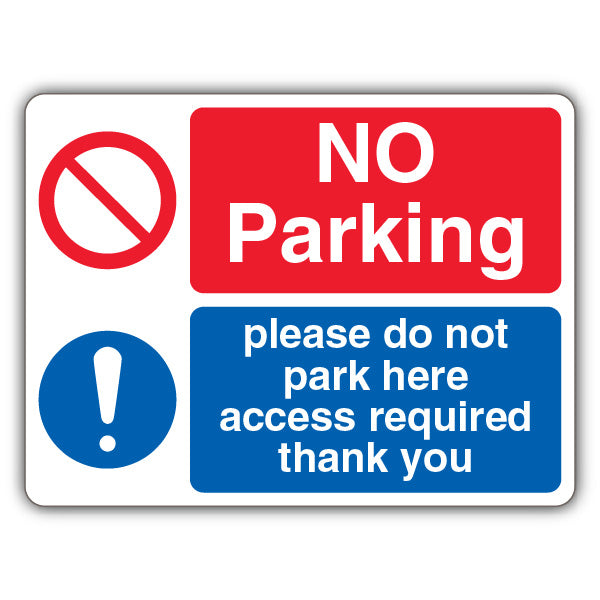 No Parking/Do Not Park/Access Required – Dual Symbol – Landscape