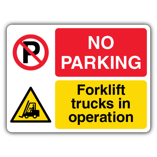 No Parking Forklift Trucks In Operation – Dual Symbol – Landscape