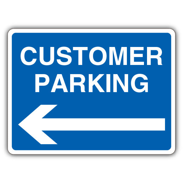 Customer Parking – Blue Arrow Left