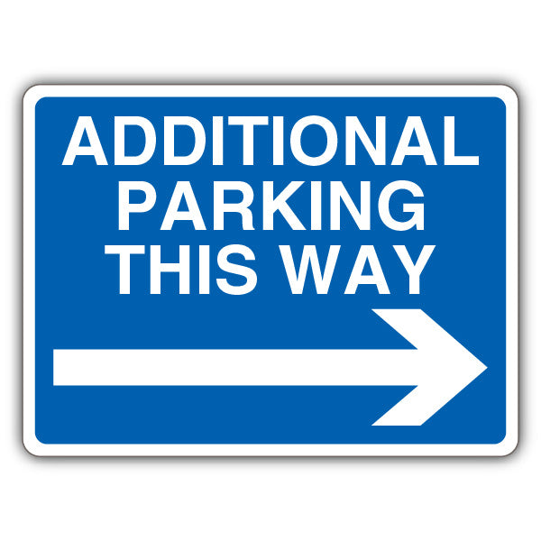 Additional Parking This Way – Blue Arrow Right