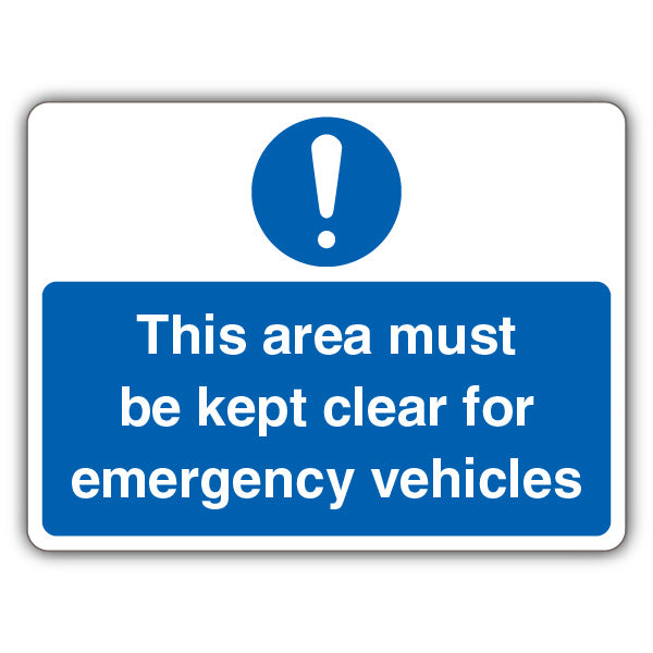 Area Must Be Kept Clear For Emergency Vehicles – Exclamation Point
