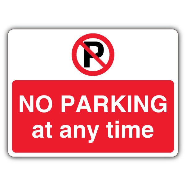 No Parking At Any Time – Prohibition Symbol with ‘P’ – Landscape