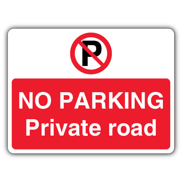 No Parking Private Road – Prohibition Symbol With ‘P’ – Landscape