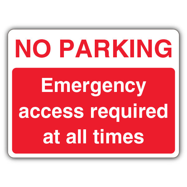 No Parking Emergency Access Required At All Times – Landscape
