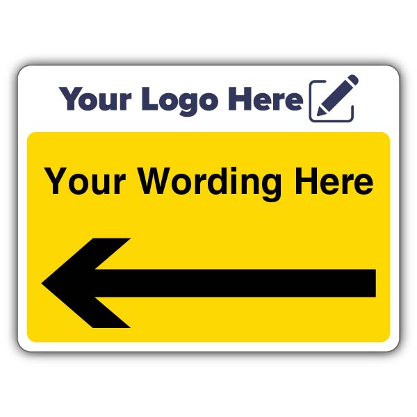 Yellow Custom Text Arrow Left Large Landscape – Add Your Logo