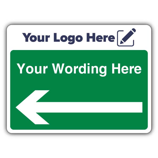 Green Custom Text Arrow Left Large Landscape – Add Your Logo