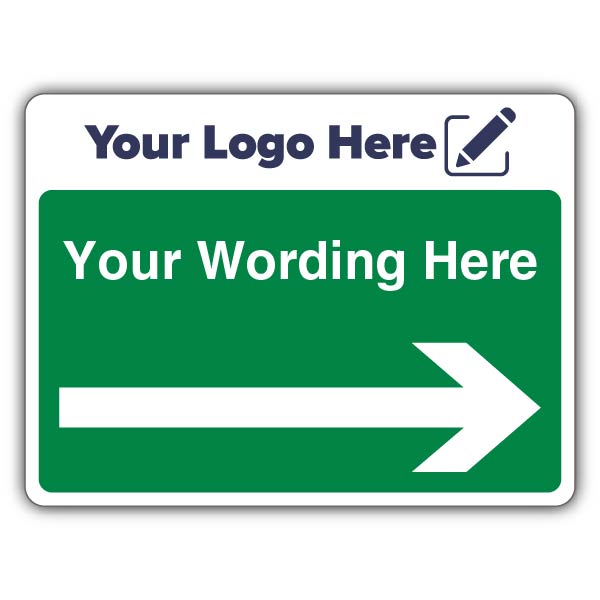 Green Custom Text Arrow Right Large Landscape – Add Your Logo
