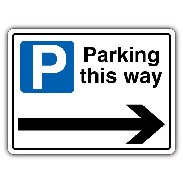 Parking This Way – Mandatory Blue Parking – Arrow Right