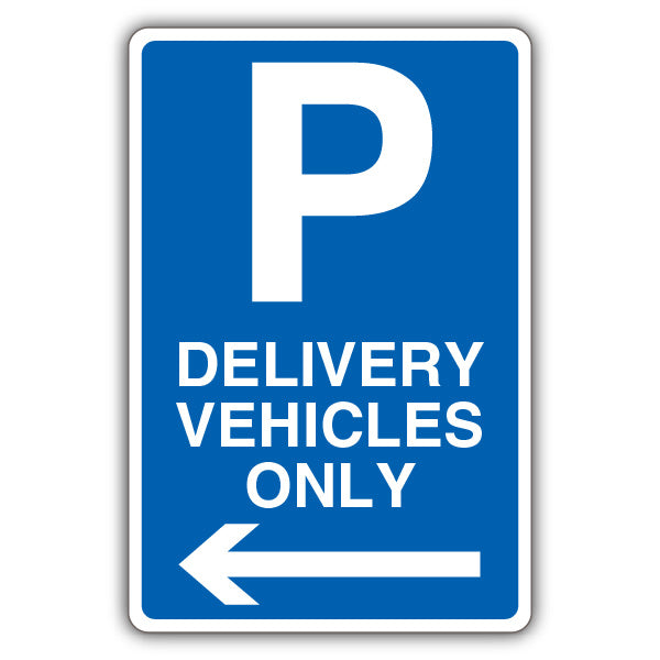 Delivery Vehicles Only – Mandatory Blue Parking – Arrow Left