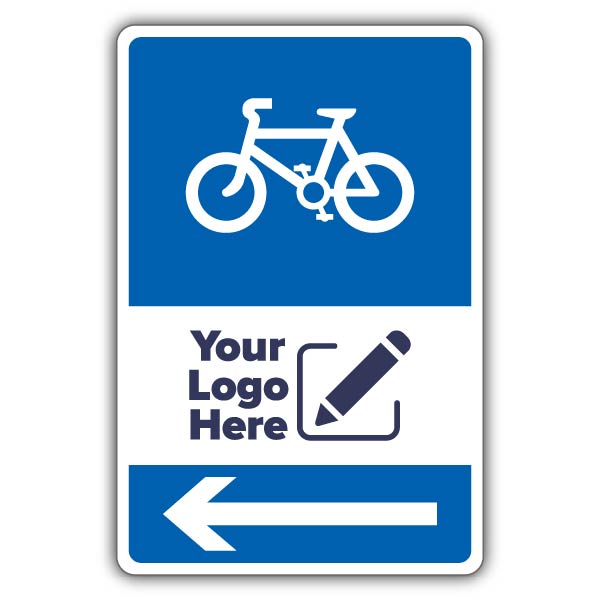 Bicycle Parking Icon Blue Arrow Left – Add Your Logo