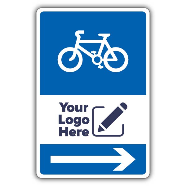 Bicycle Parking Icon Blue Arrow Right – Add Your Logo