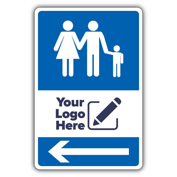 Family Parking Icon Blue Arrow Left – Add Your Logo