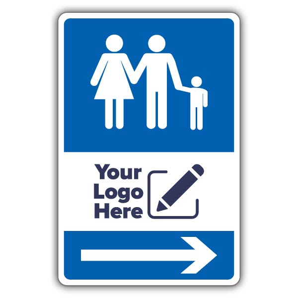 Family Parking Icon Blue Arrow Right – Add Your Logo