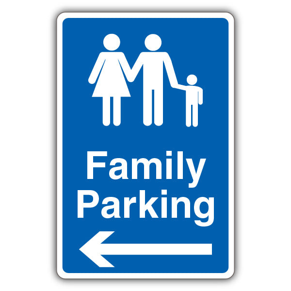 Family Parking – Blue Arrow Left