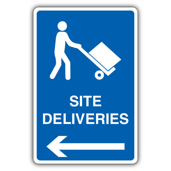 Site Deliveries – Mandatory Loading Vehicle – Blue Arrow Left