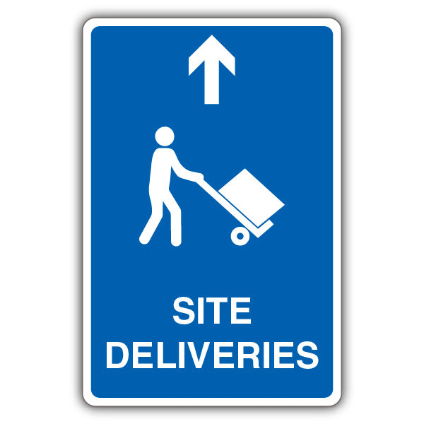 Site Deliveries – Mandatory Loading Vehicle – Blue Arrow Up