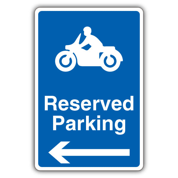Reserved Parking – Motorcycle Parking – Blue Arrow Left