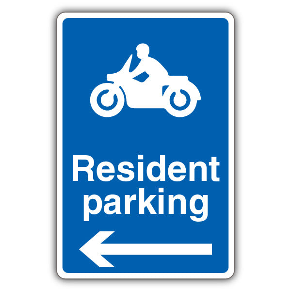 Resident Parking – Mandatory Motorcycle Parking – Arrow Left