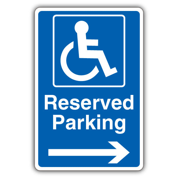 Reserved Parking – Mandatory Disabled – Blue Arrow Right