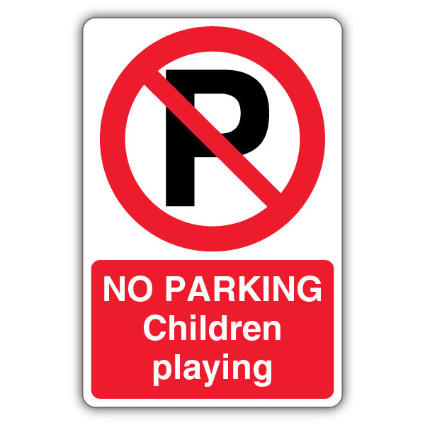 No Parking Children Playing – Prohibition Symbol With ‘P’