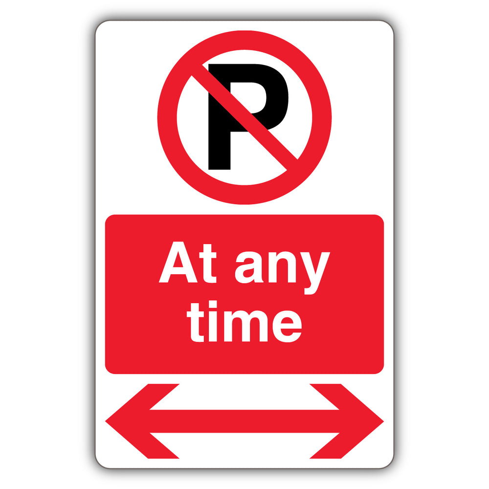 At Any Time – Prohibition Symbol With ‘P’ – Red Arrow Left/Right