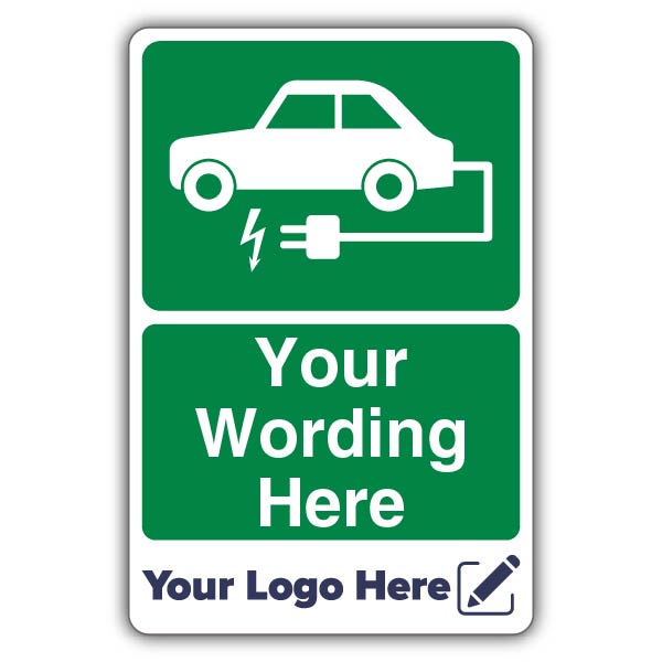 Electric Vehicle Charging Square Icon Custom Text – Add Your Logo