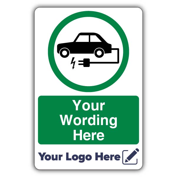 Electric Vehicle Charging Circle Icon Custom Text – Add Your Logo
