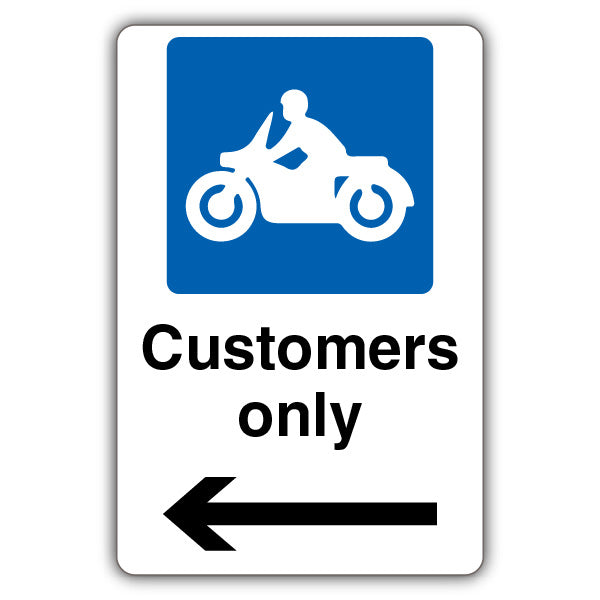 Customers Only – Mandatory Motorcycle Parking – Arrow Left