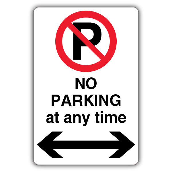 No Parking At Any Time – Prohibition 'P' – Black Arrow Left/Right