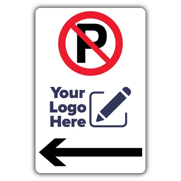 No Parking Arrow Left – Add Your Logo