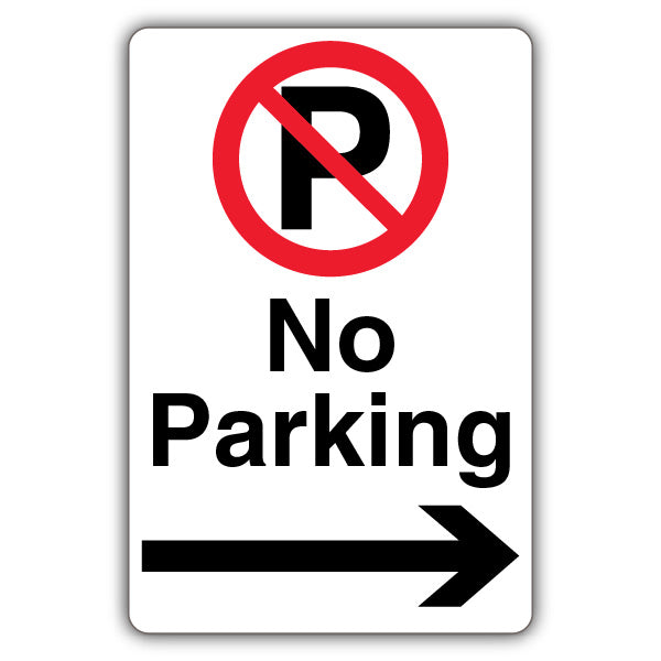 No Parking – Prohibition Symbol With ‘P’ – Black Arrow Right