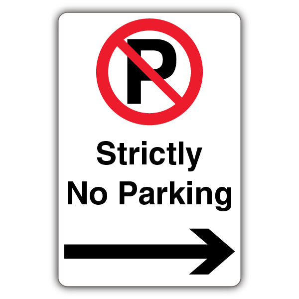 Strictly No Parking – Prohibition ‘P’ – Black Arrow Right
