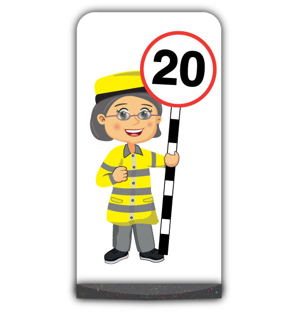 Lollipop Person Flat Panel Pavement Sign – Lisa – 20 mph