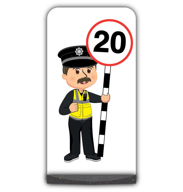 Police Officer Flat Panel Pavement Sign – PC Williams – 20 mph
