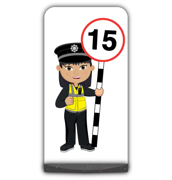 Police Officer Flat Panel Pavement Sign – PC Lin – 15 mph