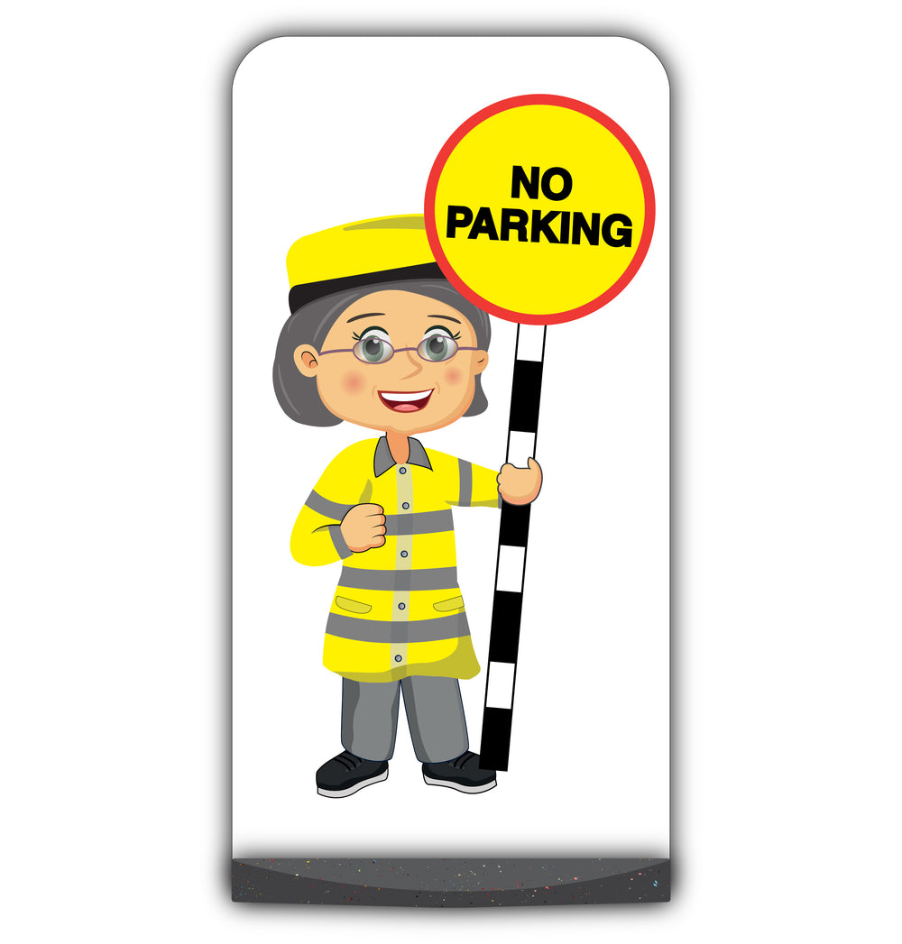 Lollipop Person Flat Panel Pavement Sign – Lisa – No Parking