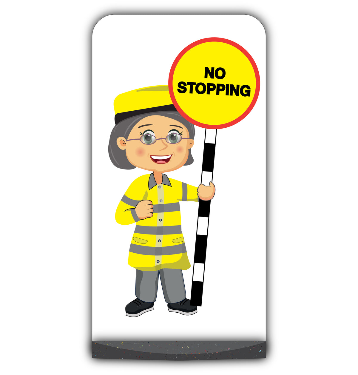 Lollipop Person Flat Panel Pavement Sign – Lisa – No Stopping