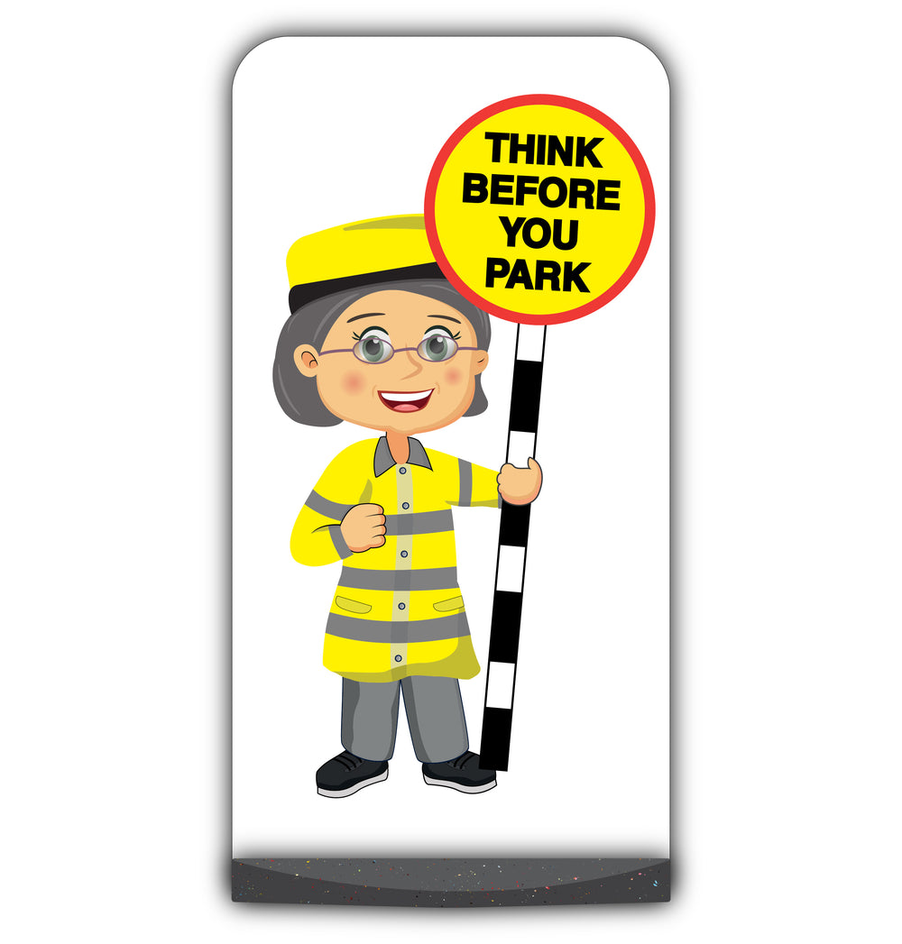 Lollipop Person Flat Panel Pavement Sign – Lisa – Think Before You Park