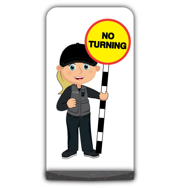 Security Guard Flat Panel Pavement Sign – Grace – No Turning